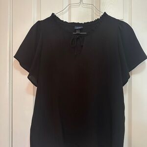 Daytrip Black Blouse with Tie Neck